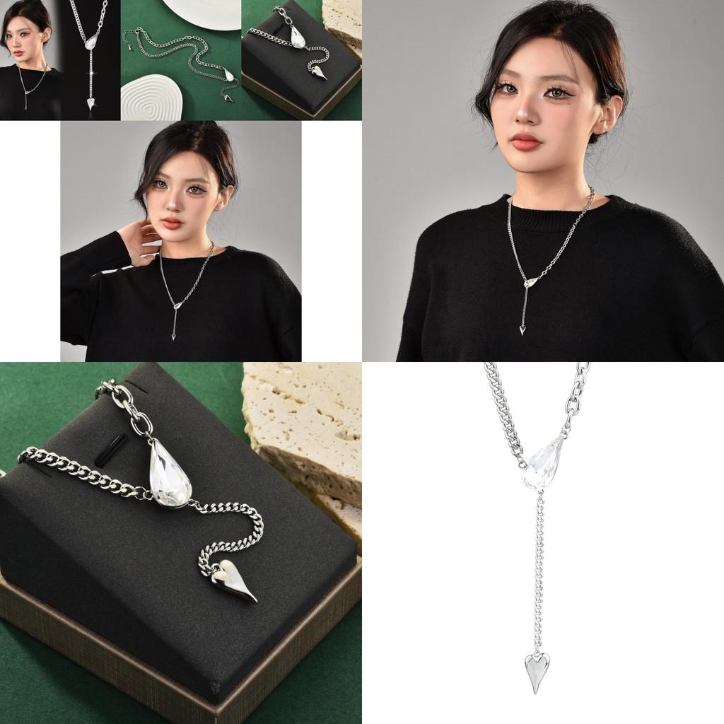 Elegant Water Drop Crystal Chain Necklace For Women Versatile Stylish Jewelry Piece