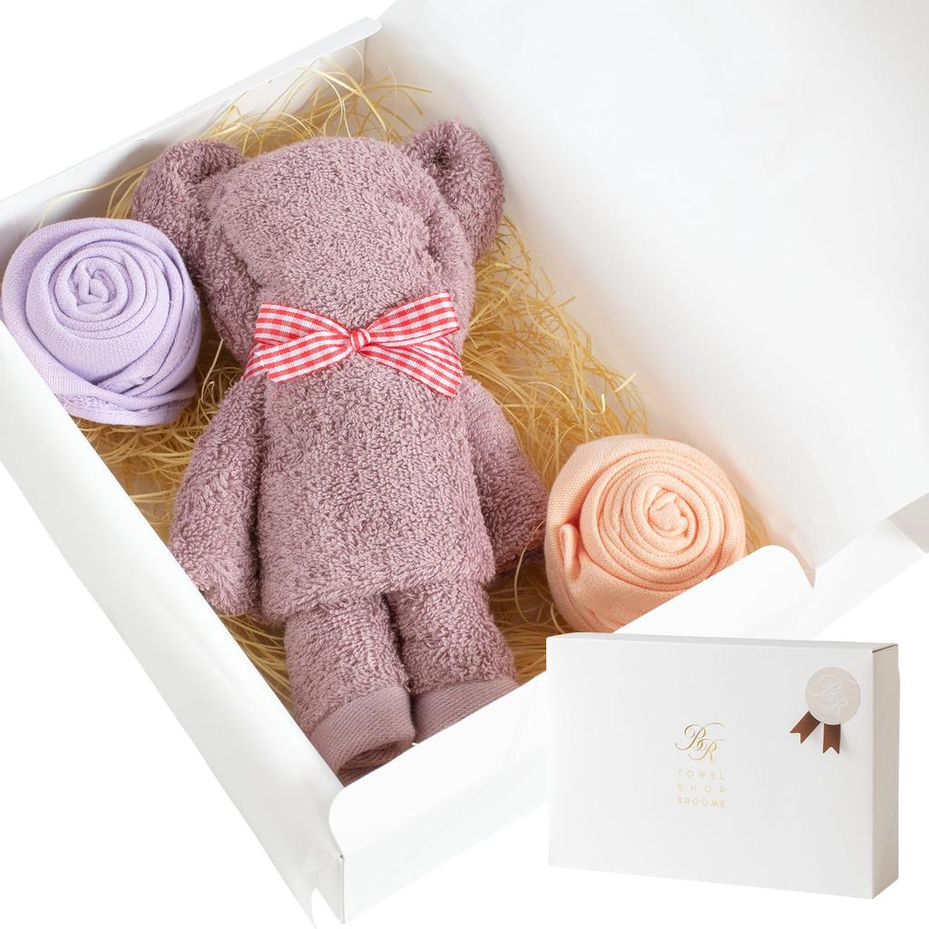 Bloom Imabari Towel Bear Towel Bear Flower Cute Towel Present Made In Japan Gift, & Design, Gift, Box, (Purple)