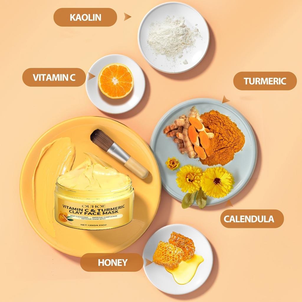 Vitamin C Exfoliating Facial Mask Turmeric Exfoliating Facial Mask Improve Pore Deep Cleaning Facial Mask   Apply Facial Mask