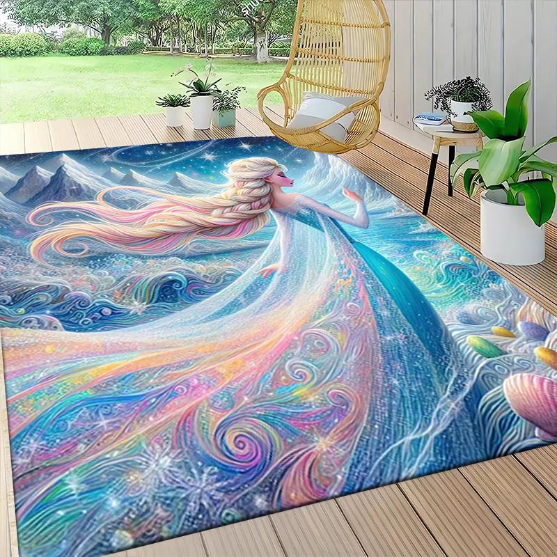 1Pc Elsa'S Magical Journey Carpet Rug Customizable Soft Washable Antislip Home Living Room Sofa Mats Personalized Rug 091763