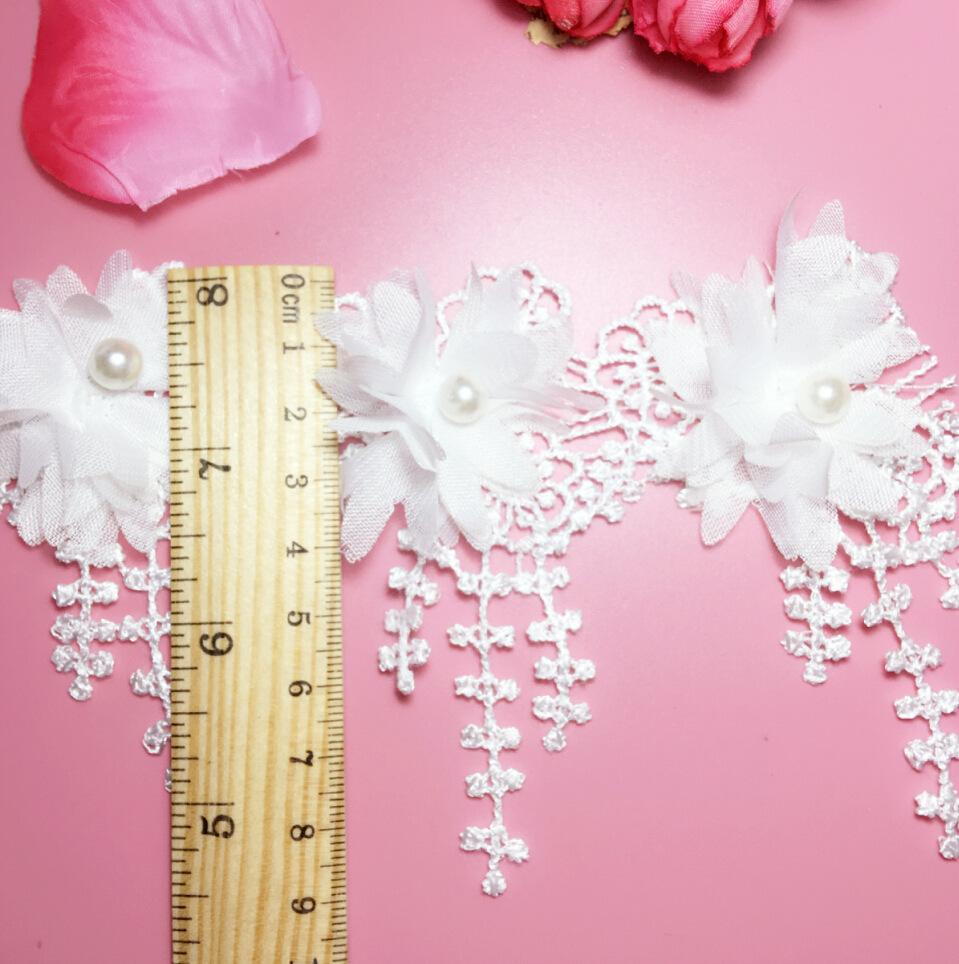 Полиэстер Легкий Водорастворимый Штрих-код Шифон Жженый Цветок Бусины Цветок, Кружево с Бахромой из Кукурузных Рылец, Детская Одежда Женские Украшения DIY