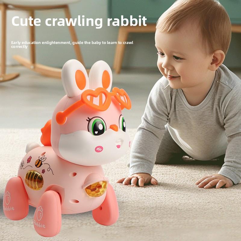 Cute and fun electric toys,crawling light and music,adorable rabbit baby toys, early education intelligence toys, baby toy gifts