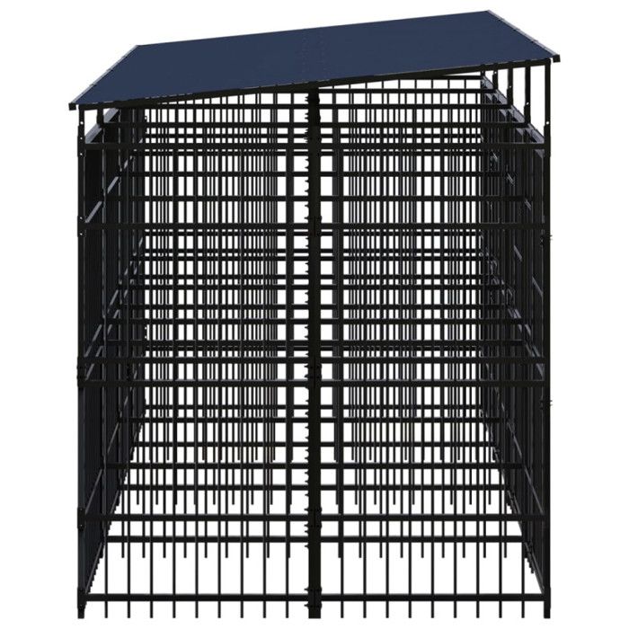 VidaXL Outdoor Kennel with Roof for Dogs Steel 7.37 M² Cage Enclosure 3097949