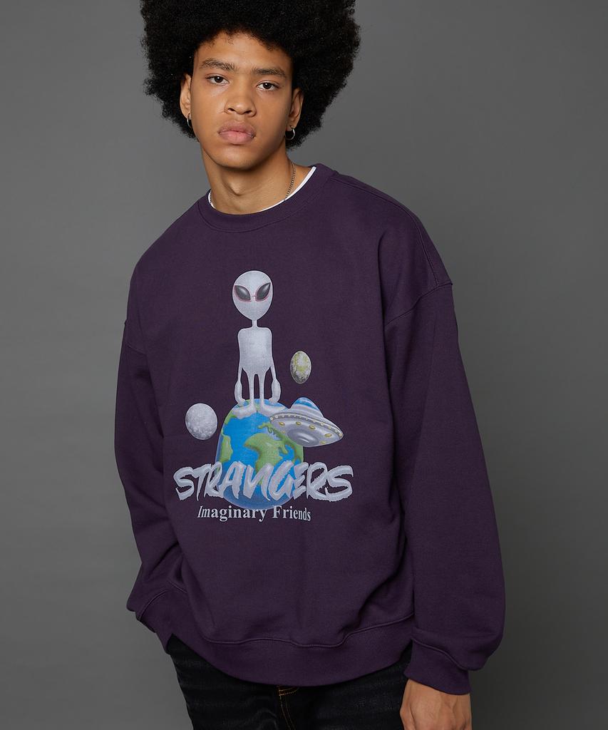HOODHOOD Alien Universe Artwork Oversized Sweatshirt Deep Purple