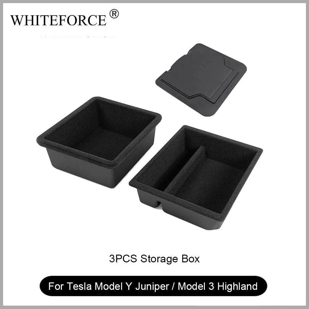 For Tesla Model Y Juniper Storage Box Center Armrest Hidden Box Model 3 Highland Center Console Organizer Tray Armrest Cubby