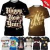 3D Printed Happy New Year T-shirt For Men Woemn Personality Festival New Year Tee Tops Casual Oversized T-shirts Streetwear