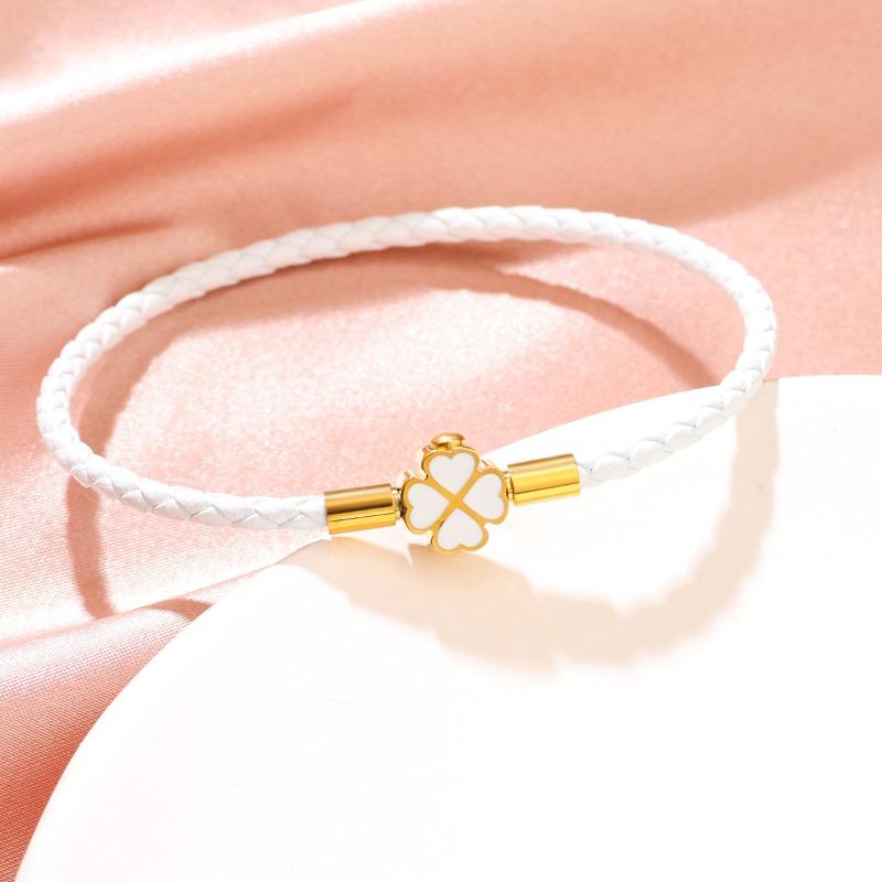 Браслет-клевер на удачу для женщин, браслет из натуральной плетеной кожи, 6 цветов, украшение для вечеринки по случаю дня рождения, рождественские подарки