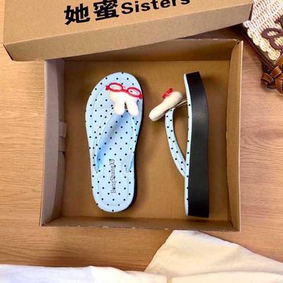 Шлепанцы Miffy Rabbit в горошек Женские 2025 Лето Новые На толстой подошве Нескользящие и Дезодорирующие Пляжные сандалии