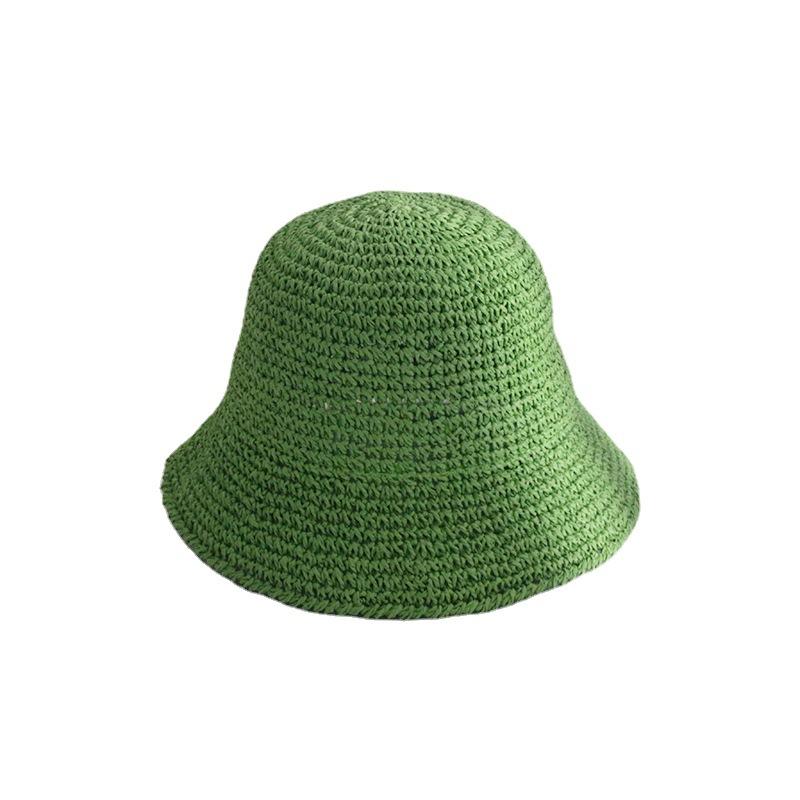 Women's Summer Japanese Style Simple Woven Bucket Hat Breathable Sunshade Straw Hat Beach Vacation Foldable Sun Protection Fisherman Hat