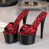 Женские туфли на высоком каблуке с рыбьим носком, пикантные черные туфли на очень высоком каблуке, шлепанцы с леопардовым принтом, сандалии серии 181, каблук 17 см, платформа 7 см, LFD