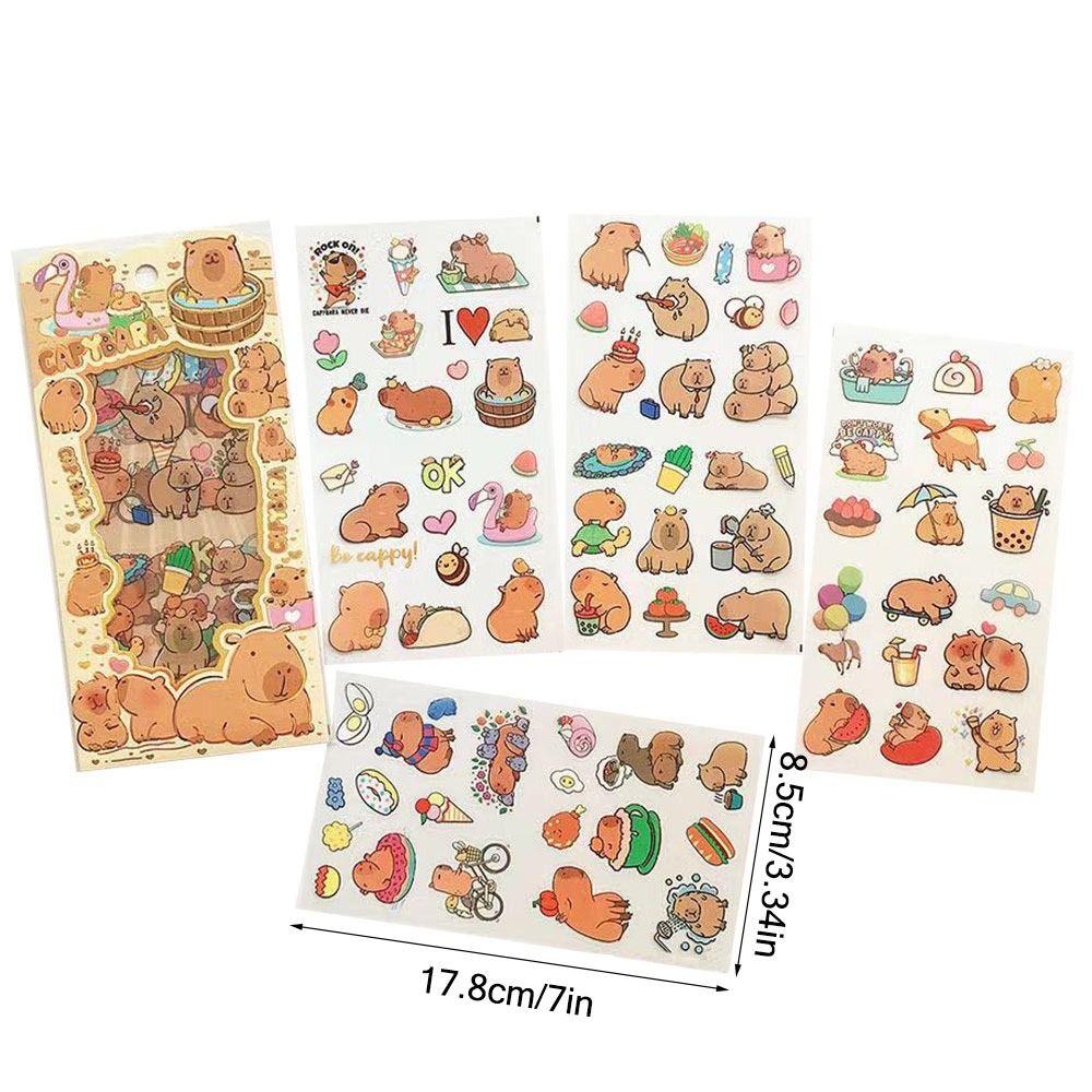 4Pcs/bag Cartoon Capybara Sticker Stationery DIY Decorative Stickers  Children