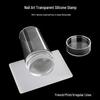 Silicone Nail Art Stamper Set with Lid & Clear Handle, Includes Scraper for French Nail Transfers