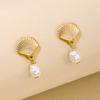 Creative Star Seashell Zircon Earrings 6 Piece Set for Women Electroplated Alloy Vacation Style Fresh and Sweet