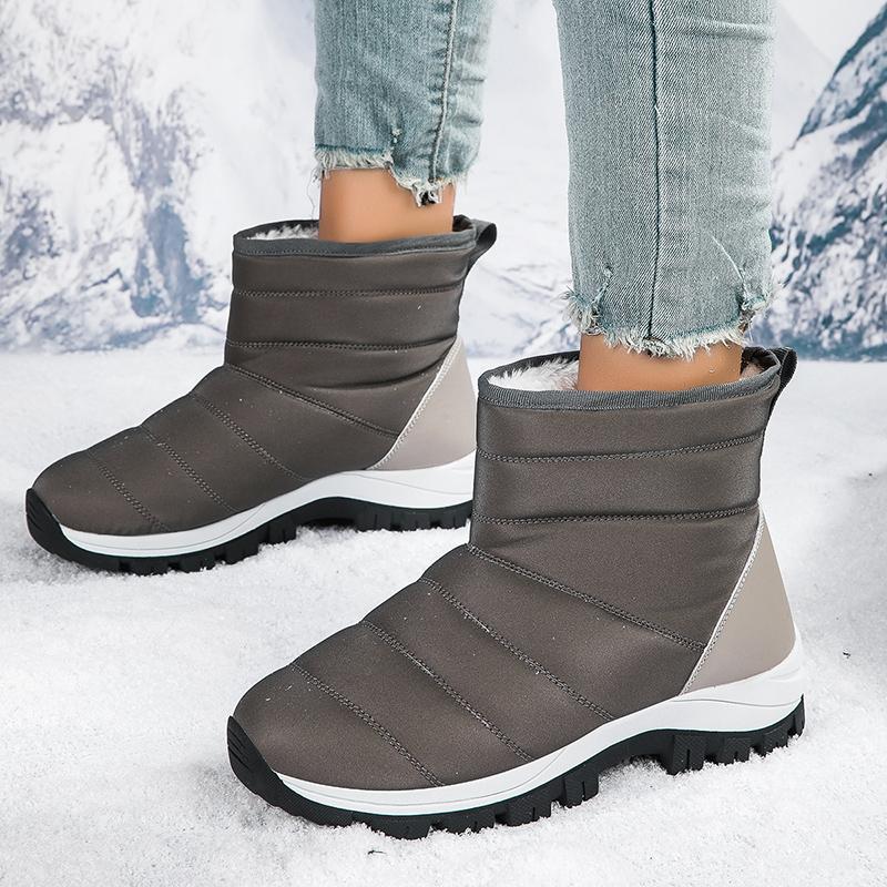 Ladies' Winter Fashionable Anti Slip Wear-resistant and Warm High Top Cotton Shoes with Added Fleece Outdoor Snow Boots