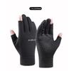 1 Pair Winter Fishing Gloves Women Men Universal Keep Warm Fishing Protection Anti-slip Gloves 2 Cut Fingers Outdoor Use Angling