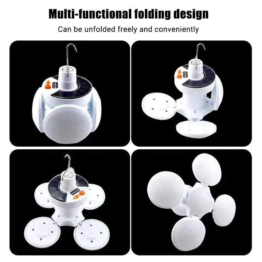 Солнечный складной футбольный фонарь Перезаряжаемая светодиодная лампа Уличный кемпинг Ночной рынок Торговая палатка Отключение электроэнергии Аварийное освещение Фонарик