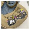 Shoulder Bag for Women Cartoon Bear Pattern Saddle Bag Fashionable Girl Canvas Dumpling Bag