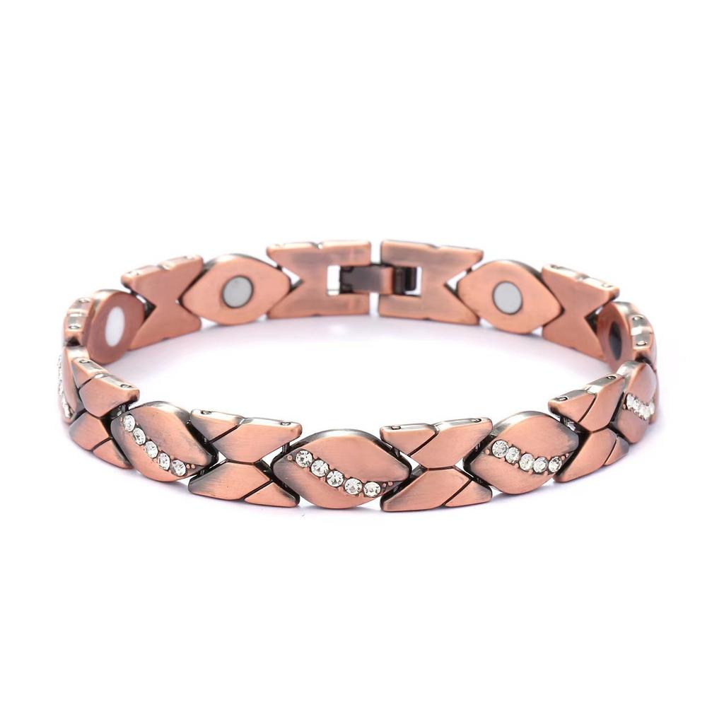 Ladies Detachable Energy Magnetic Bracelet Eco Friendly Rhinestone Adjustable Bangle