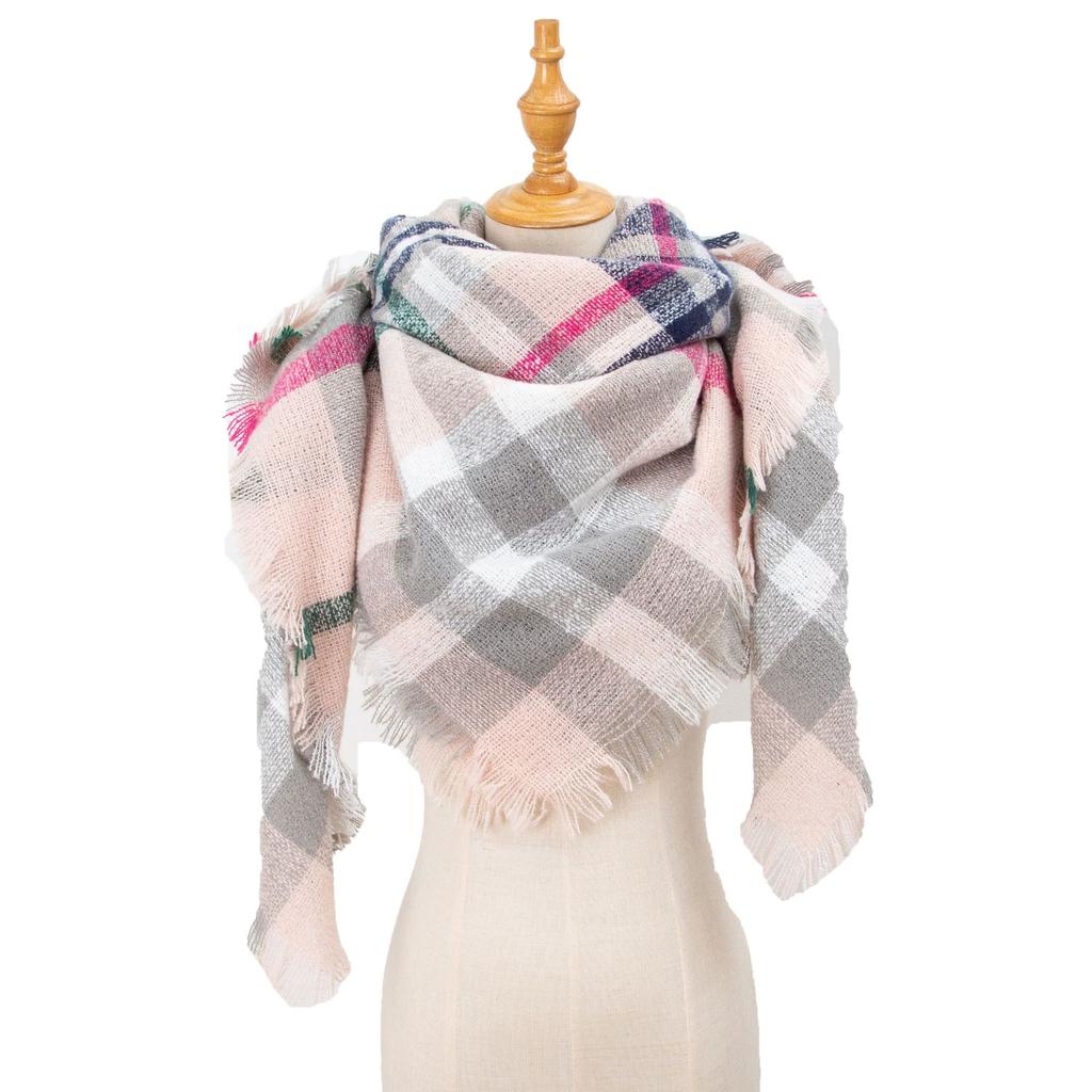 Spring Autumn Winter Shawl Ladies Plaid Triangle Scarf