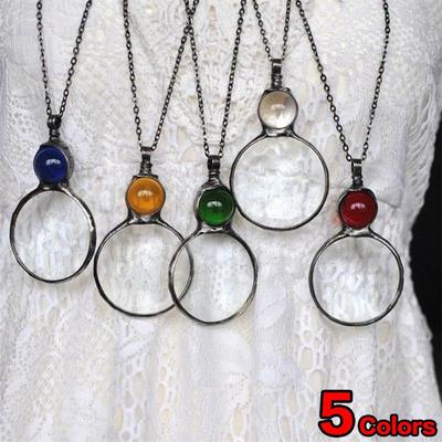 5 цветов, винтажное ожерелье с увеличительным стеклом, персонализированное увеличительное ожерелье с подвеской, 10-кратная лупа для чтения для пожилых людей