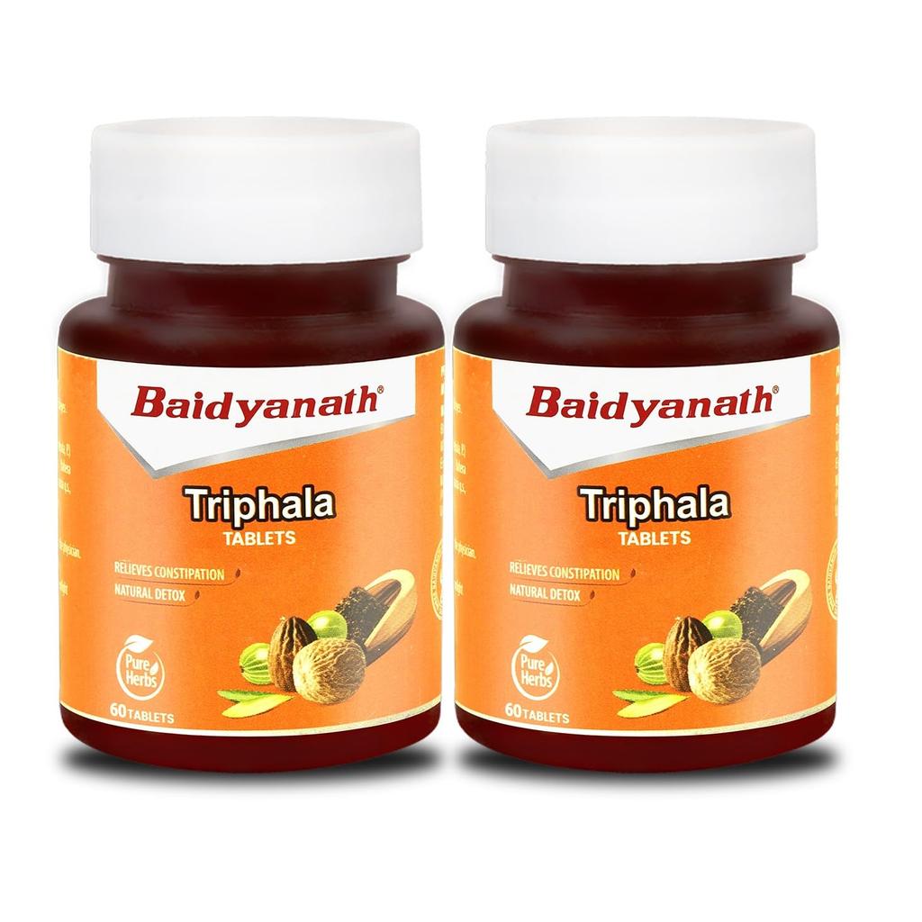Baidyanath Triphala Tablets Pack Of 2 (60 Tablets Each) | Supports Healthy Digestion | Promotes Bowel Wellness And Natural Detox For Daily Cleansing