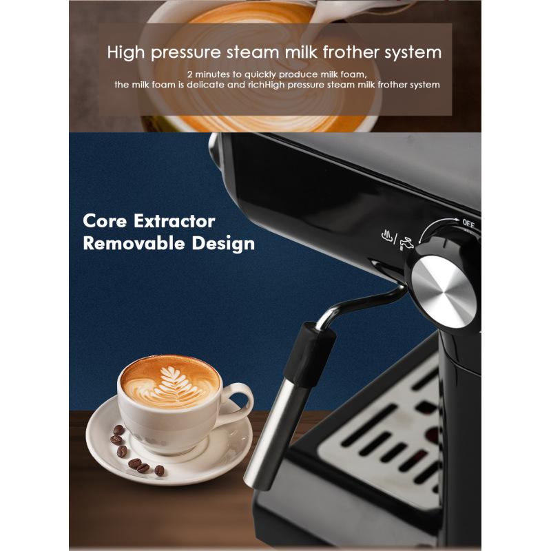 Итальянская кофемашина, домашняя маленькая полуавтоматическая кофемашина с паровой пеной и молоком под высоким давлением