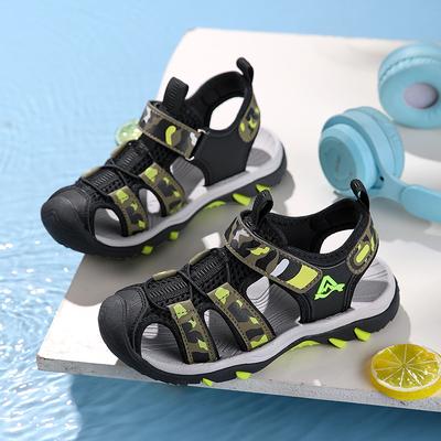 Новые сандалии Детские сандалии Мальчиковые сандалии с закрытым носком Спортивные сандалии Детские Нескользящие Пляжная обувь с пряжкой
