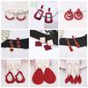 New Wine Red Geometric Hanging Earrings for Women Metal Pendants Dangle Earrings Red Exaggerated Drop Earrings aretes