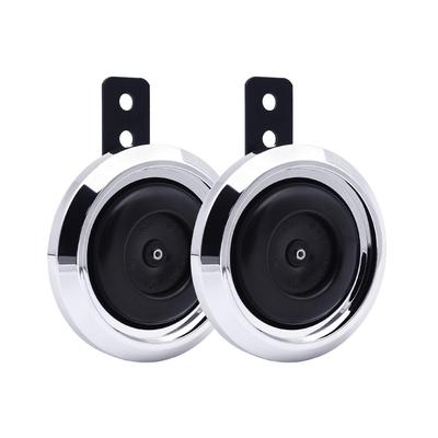 DC12V Оригинал (OEM) Мотоциклетный универсальный хромированный клаксон 105 дБ Высокий + Низкий тон Комплект Громкий предупреждающий Совместимый с техосмотром автомобиля 1,5 А Клаксон