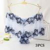Flarixa 3PCS Women Lace Panties Breathable Underwear Floral Undies Sexy Lingerie Transparent Hipster Charming Knickers Girls Briefs