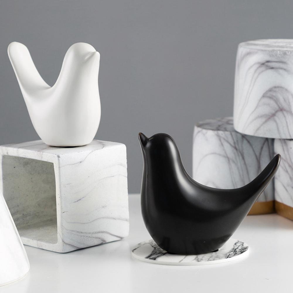 Party Crafts Black White Ceramic Modern Home Decoration Figurines Ornaments Statue Bird Sculpture