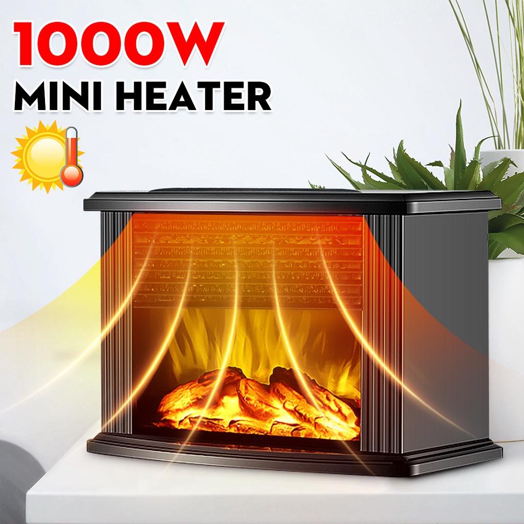 Electric Fireplace Heater Flame Display Mini Tabletop Warmer Simulation Heating Portable Mantelpiece Room Office Heating Winter