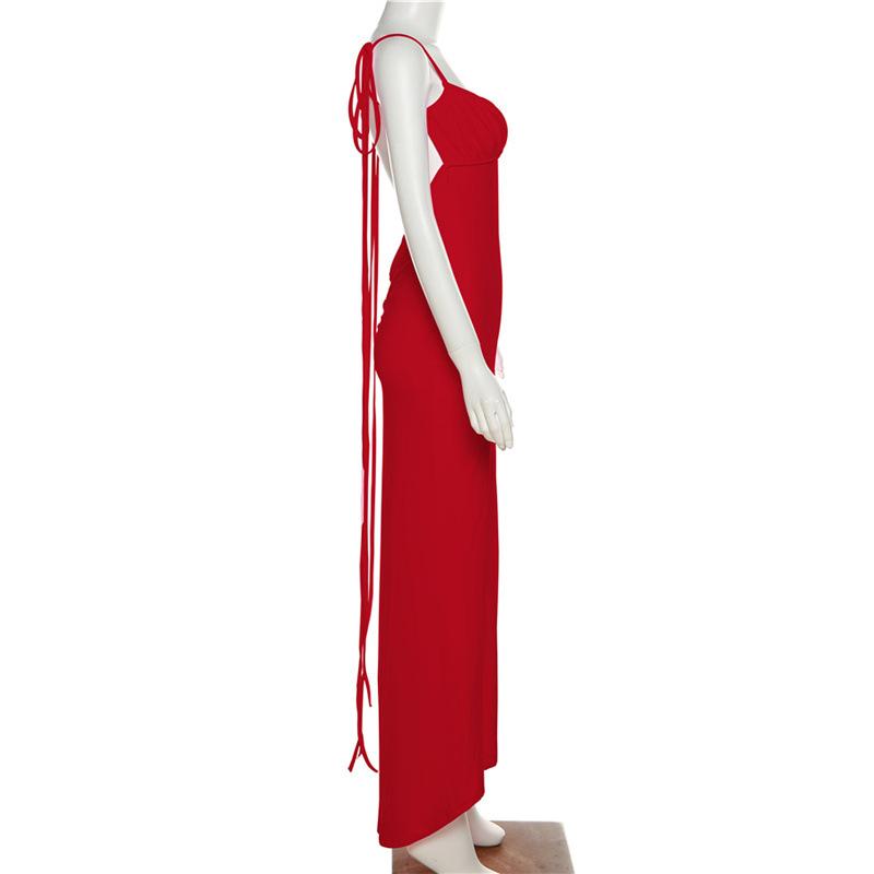 INS Европа и Соединенные Штаты Ветер 2023 Лето Новое женское модное сексуальное платье с лямкой на шее и открытой спиной в облегающем стиле, темпераментное платье на бедрах