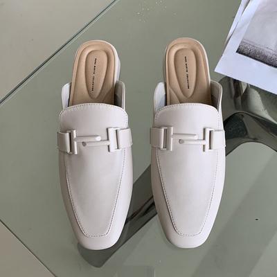 Роскошные дизайнерские женские шлепанцы с пряжкой, повседневные лоферы на плоской подошве, мокасины с закрытым носком, модные удобные шлепанцы из искусственной кожи, весенняя обувь