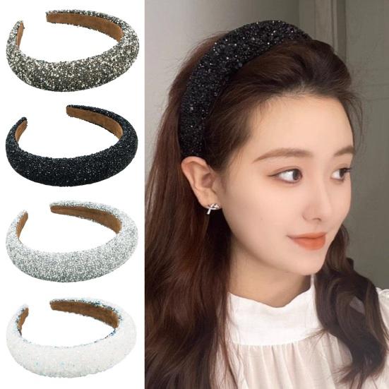Women Luxury Hair Hoop Shiny Rhinestones Inlaid Headband Heightened Design Lightweight Headwear Head Accessories
