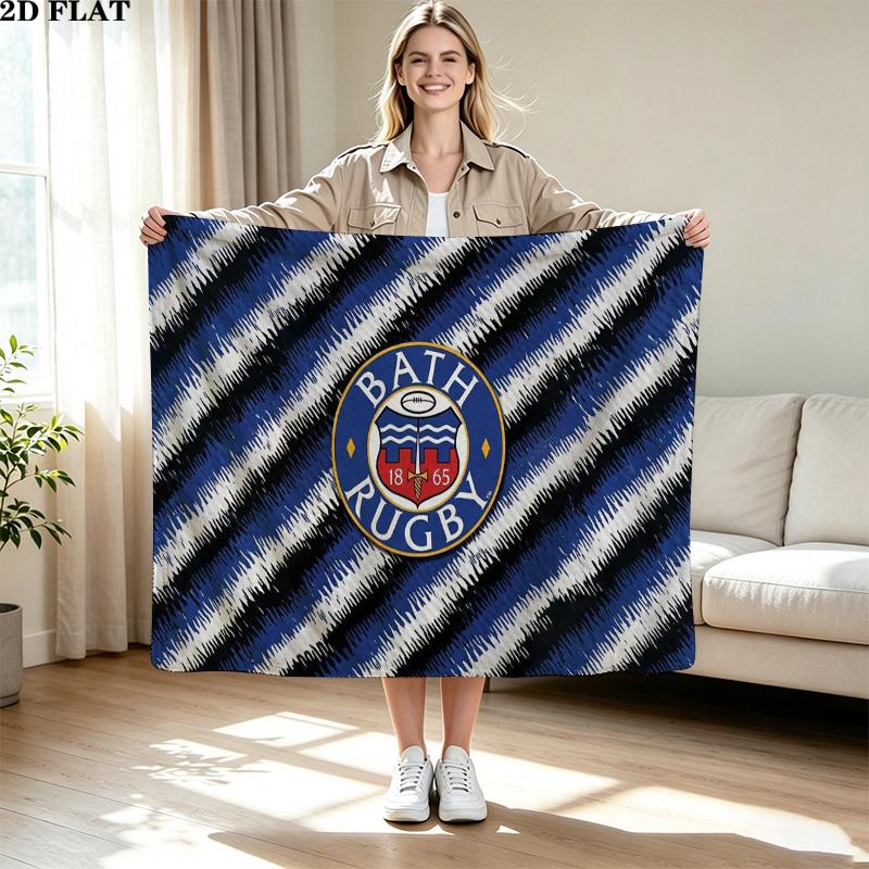 Bath Rugby Print Flannel Blanket High Quality Warm Comfortable Cover for All Seasons Perfect for Gifts Home Decor