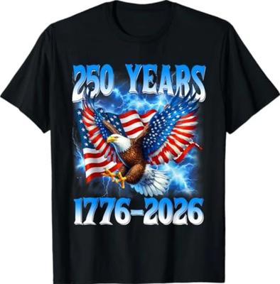 Футболка с американским флагом и орлом 250 лет 1776-2026 250-й день рождения Футболка