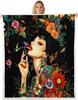 Japanese Geisha Girl Throw BlanketPink Purple Floral BlanketsMoon Starry Sky Night Fleece Blanket for Kids Girls Woman Adult