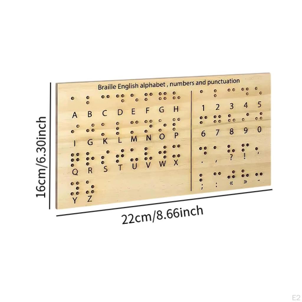 Wood Braille Alphabet and Numbers Board Chart Books Practice Educational Tool Teaching Aid