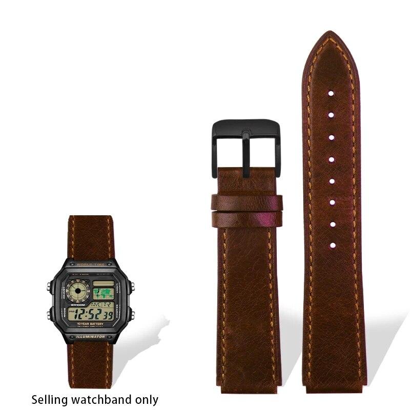 Ремешок из натуральной кожи в стиле ретро для Casio A158W A168/F91w/AE-1200WHD/A158/A159/A169/AE1200, винтажный ремешок-браслет для часов