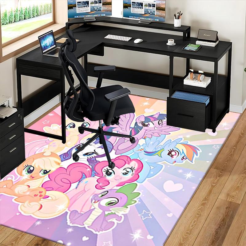 1 шт. Коврик для стула My Little Pony Friendship is Magic - Дизайн с персонажами аниме и мультфильмов, Нескользящий ковер для офисных кресел, Подходит для домашнего декора, Гостиной, Спальн