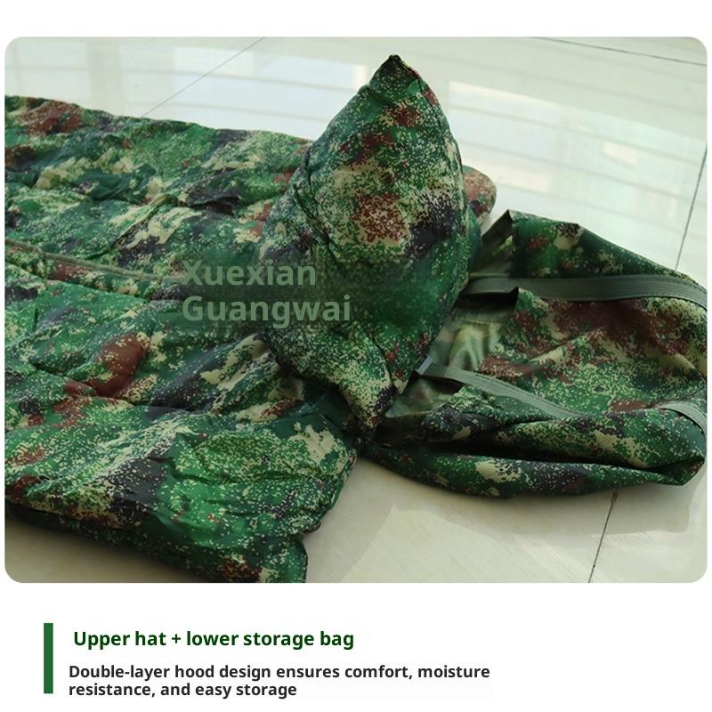 Outdoor Camping Adult Winter Thick Warm Cold-Proof Coat-Style Sleeping Bag PP Cotton Filling Single for Travel Indoor Lunch