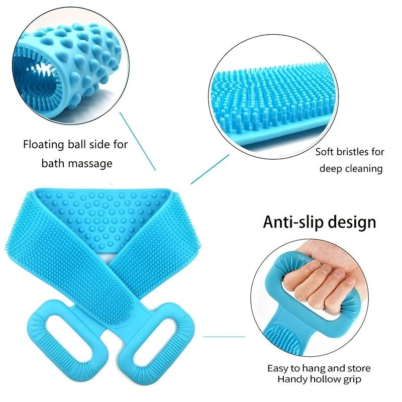 Silicone Body Scrubber Bath Brush, Exfoliating Shower Brush Bath Belt With Extra Long Strip And Handle For Easy Back Exfoliating, Rubbing Body Back