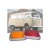 Комплект из 4 линз боковых габаритных огней, совместимых с моделями Volkswagen Type-2 Bus 1975-1979 годов, Hippie Bus, микроавтобус, фургон и классические автомобили (Серебряное тело) Красный/Янтарный