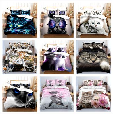 Комплект постельного белья с 3D-кошкой, пуховое одеяло и наволочка с изображением животных, 2/3 шт., AU240 * 270, большой мягкий домашний декор