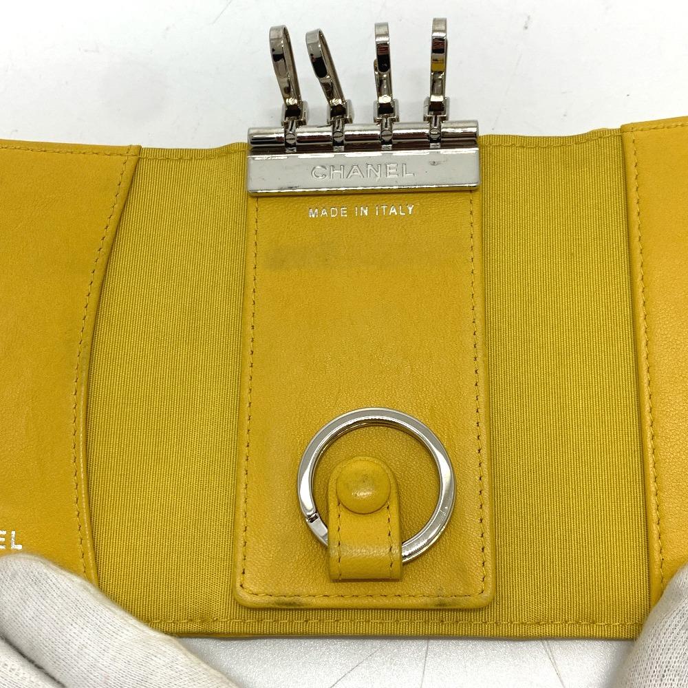 CHANEL CC Mark DiamondCC With 4-Ring key ring Key Case Calf Leather skin yellow