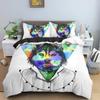 Polygon Cartoon Animal Pattern Duvet Cover Watercolor Lion Background Polyester Bedding Set King Queen Size 2/3Pcs For Kids Boys