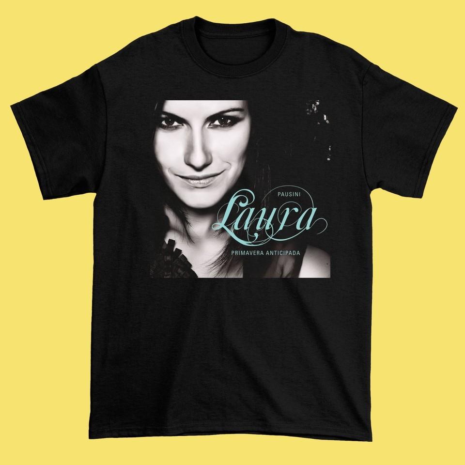 LAURA PAUSINI PRIMAVERA Унисекс Подарок Фанатам S-234XL Черная Футболка