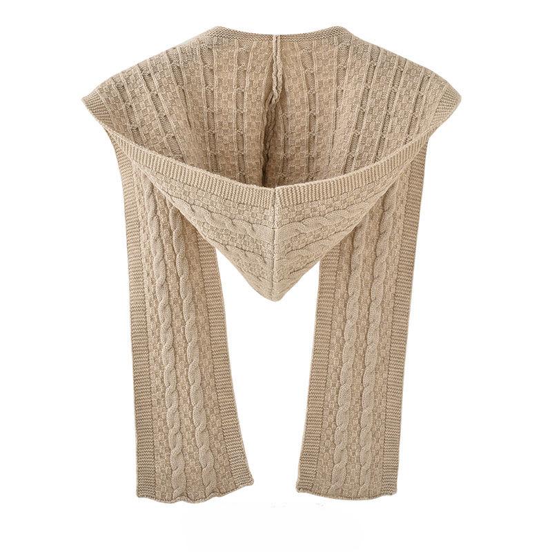 Весенне-осенняя шапка-шарф с капюшоном, вязаная шаль, женская верхняя одежда для рубашек, утолщенный осенне-зимний модный шарф на шею