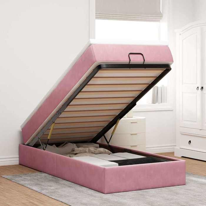 Maison Exclusive - Cadre de lit ottoman avec matelas rose 80x200 cm velours